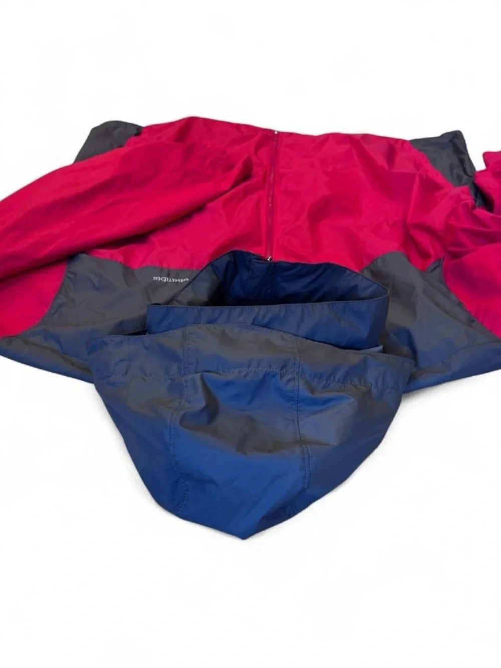 Columbia Packable Windbreaker Jacket Red Gray 3XLT Hooded - Picture 7 of 10